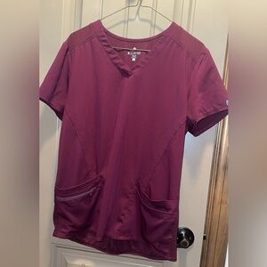 Small Med Couture Womens Scrub top wine color